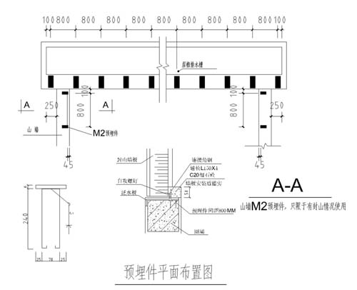 拱形屋頂預(yù)埋件平面布置圖